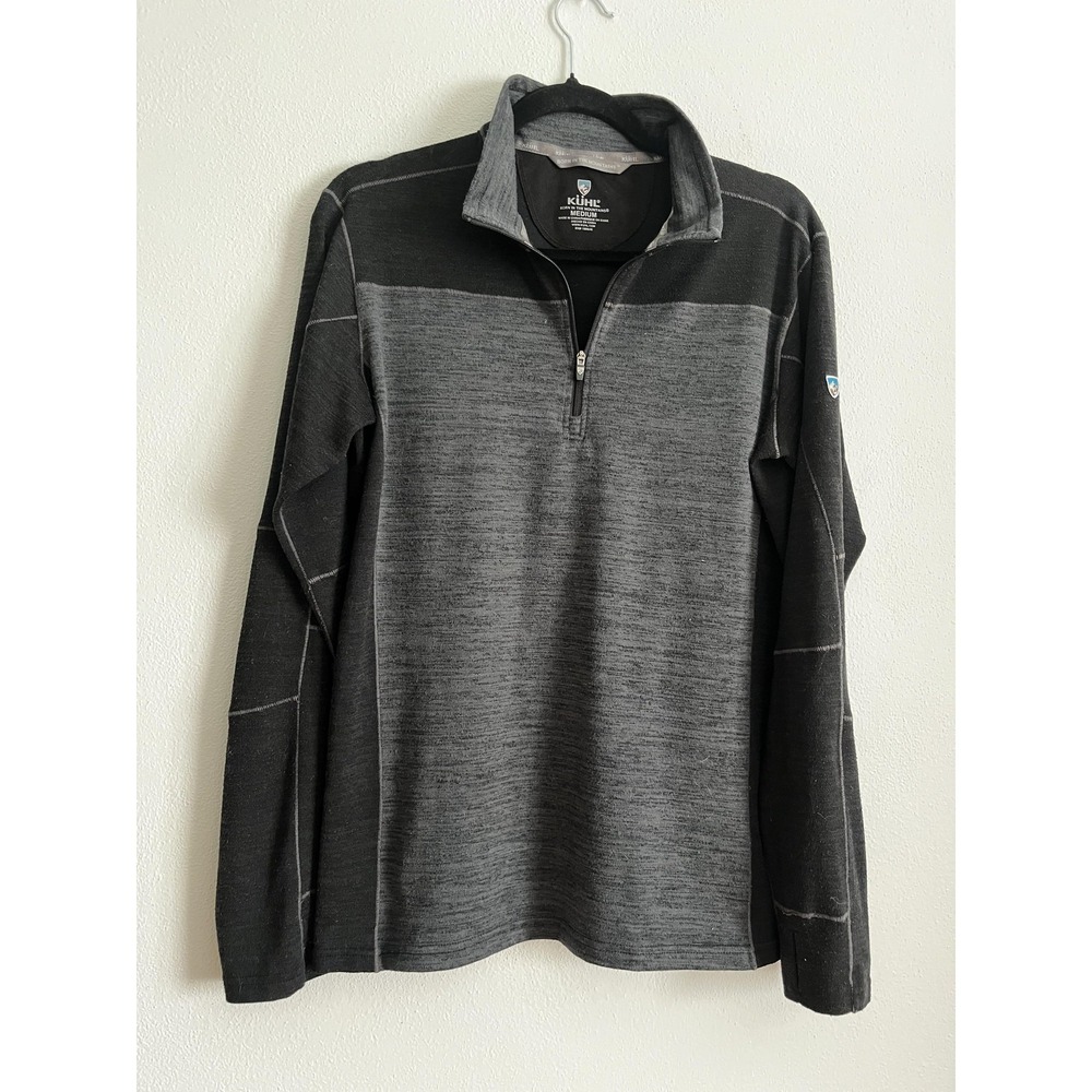 Kuhl Pullover Mens Medium Gray 1/4 Zip Long Sleeve Colorblock Fleece Hiking